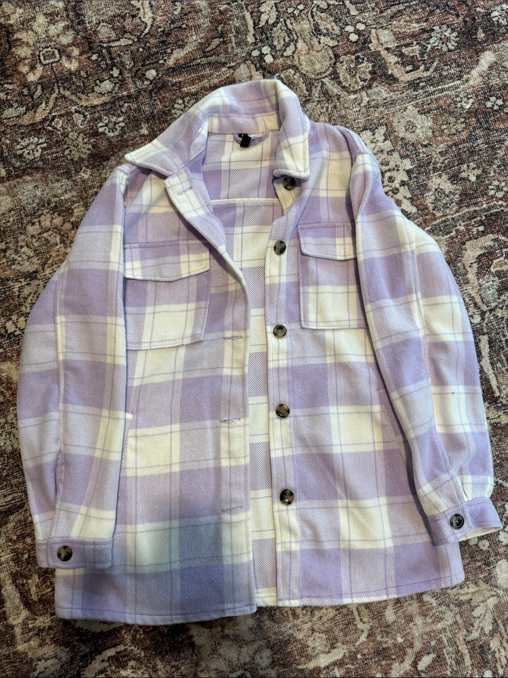 Lavender Plaid Button-Up Shacket